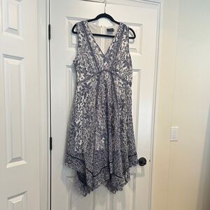 Just...Taylor Asymmetrical Dress in Blue and White